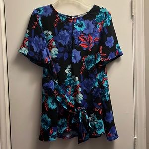 EUC Jessica London Floral Blouse with Bow 18W